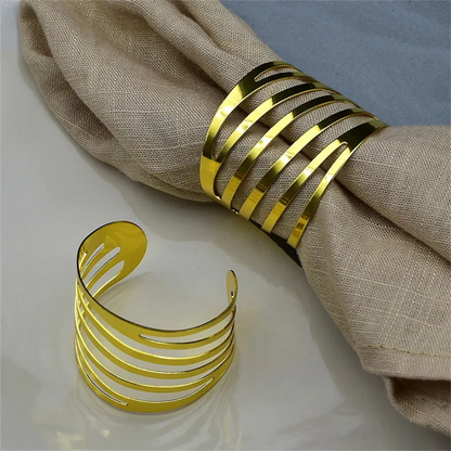 Kit Anel para Guardanapo Curves Dourado
