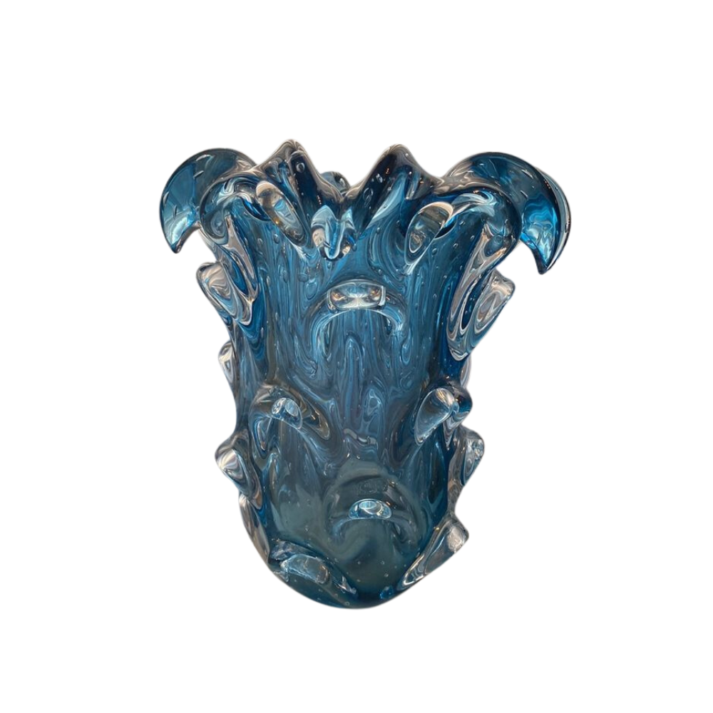 Vaso Murano de Vidro Azul 15 x 16 cm