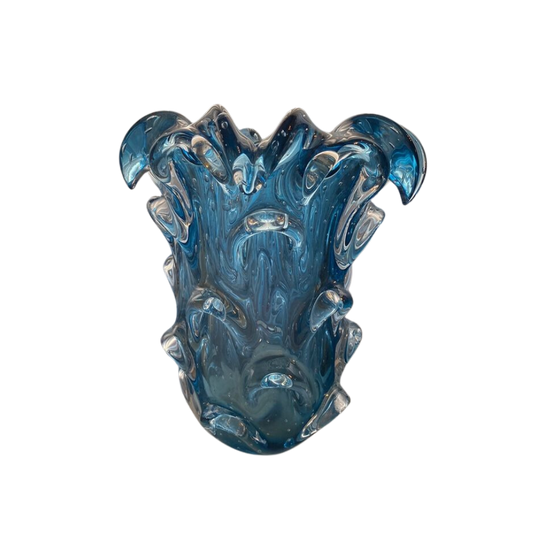 Vaso Murano de Vidro Azul 15 x 16 cm