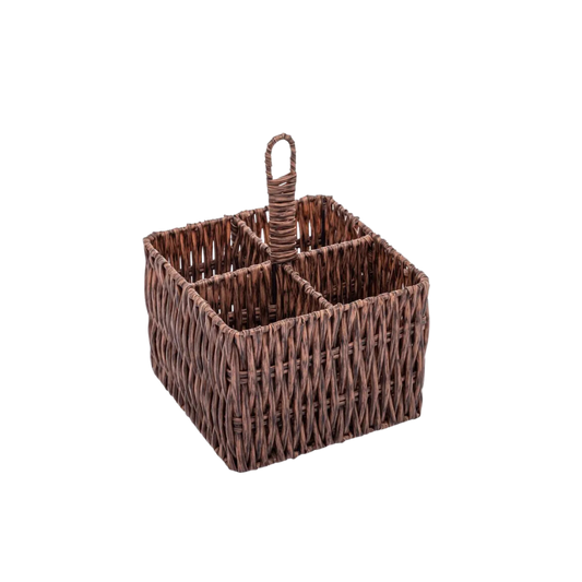 Porta Talheres com Alça Rattan 20 x 15 cm