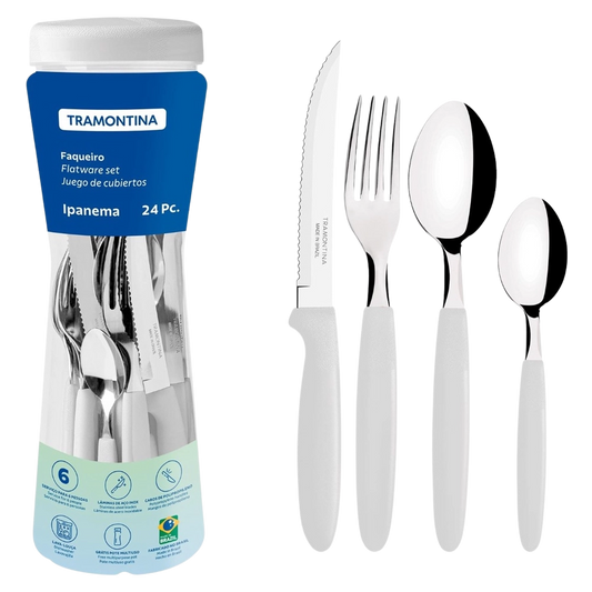 Faqueiro Inox 24 Peças Ipanema Branco