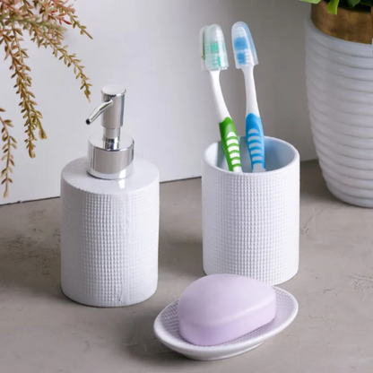 Conjunto 3 Peças para Banheiro de Cerâmica  Lille Branco