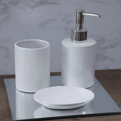 Conjunto 3 Peças para Banheiro de Cerâmica  Lille Branco