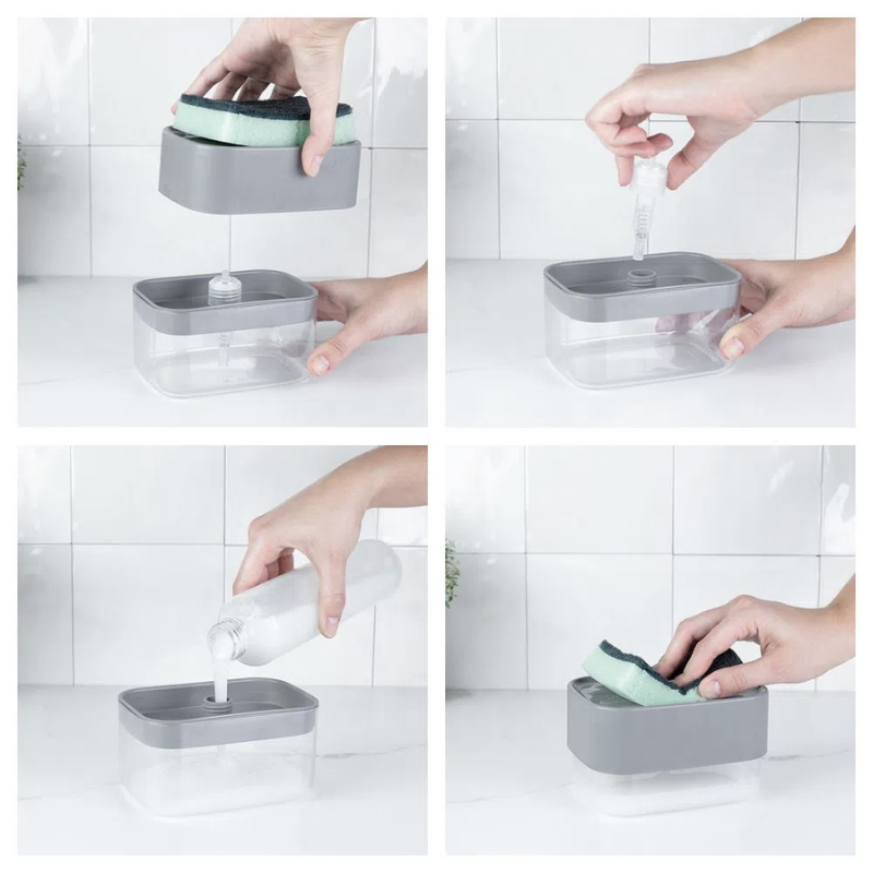 Dispenser Detergente Porta Esponja Branco Trium