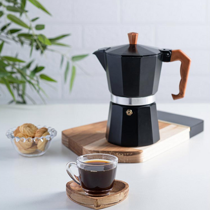 Cafeteira Italiana de Alumínio com Cabo 6 Doses Preto 300ml