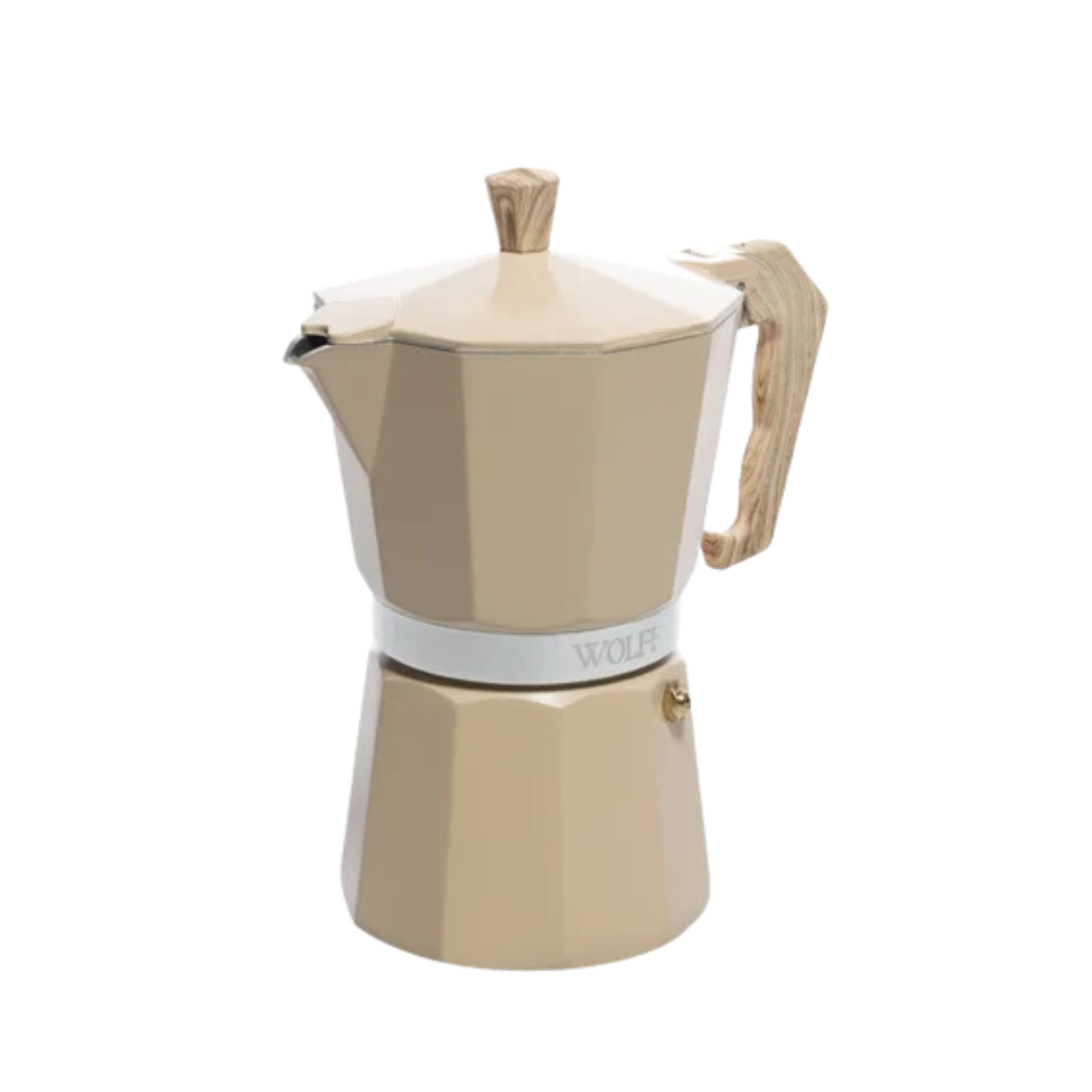 Cafeteira Italiana de Alumínio com Cabo 6 Doses Bege 300ml