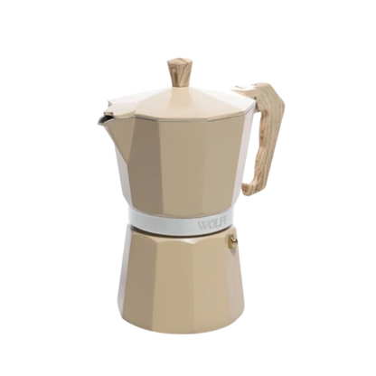 Cafeteira Italiana de Alumínio com Cabo 6 Doses Bege 300ml