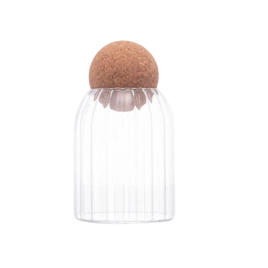 Pote de Vidro Borossilicato com Tampa Rolha Esfera 550ml