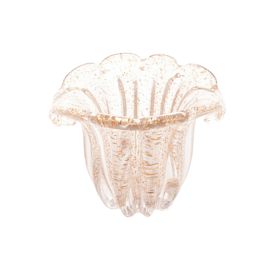 Vaso Murano de Vidro Dourado 12,5 x 15 cm