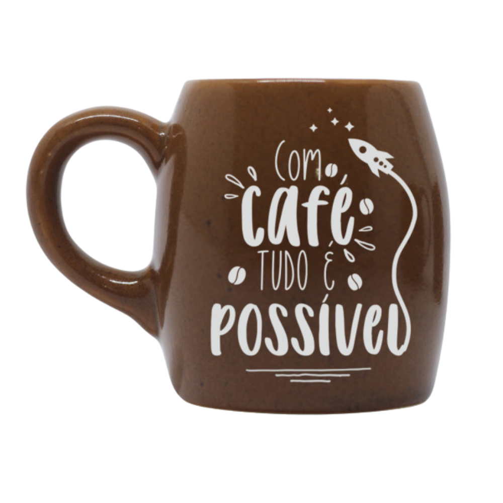 Caneca Decorativa Moon  "Com Café tudo é Possível"