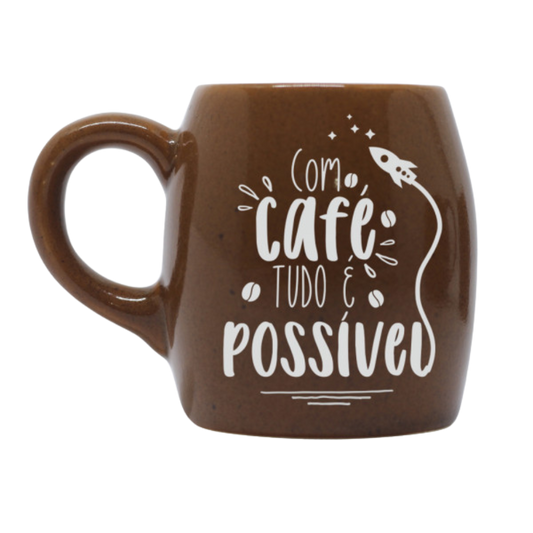 Caneca Decorativa Moon  "Com Café tudo é Possível"