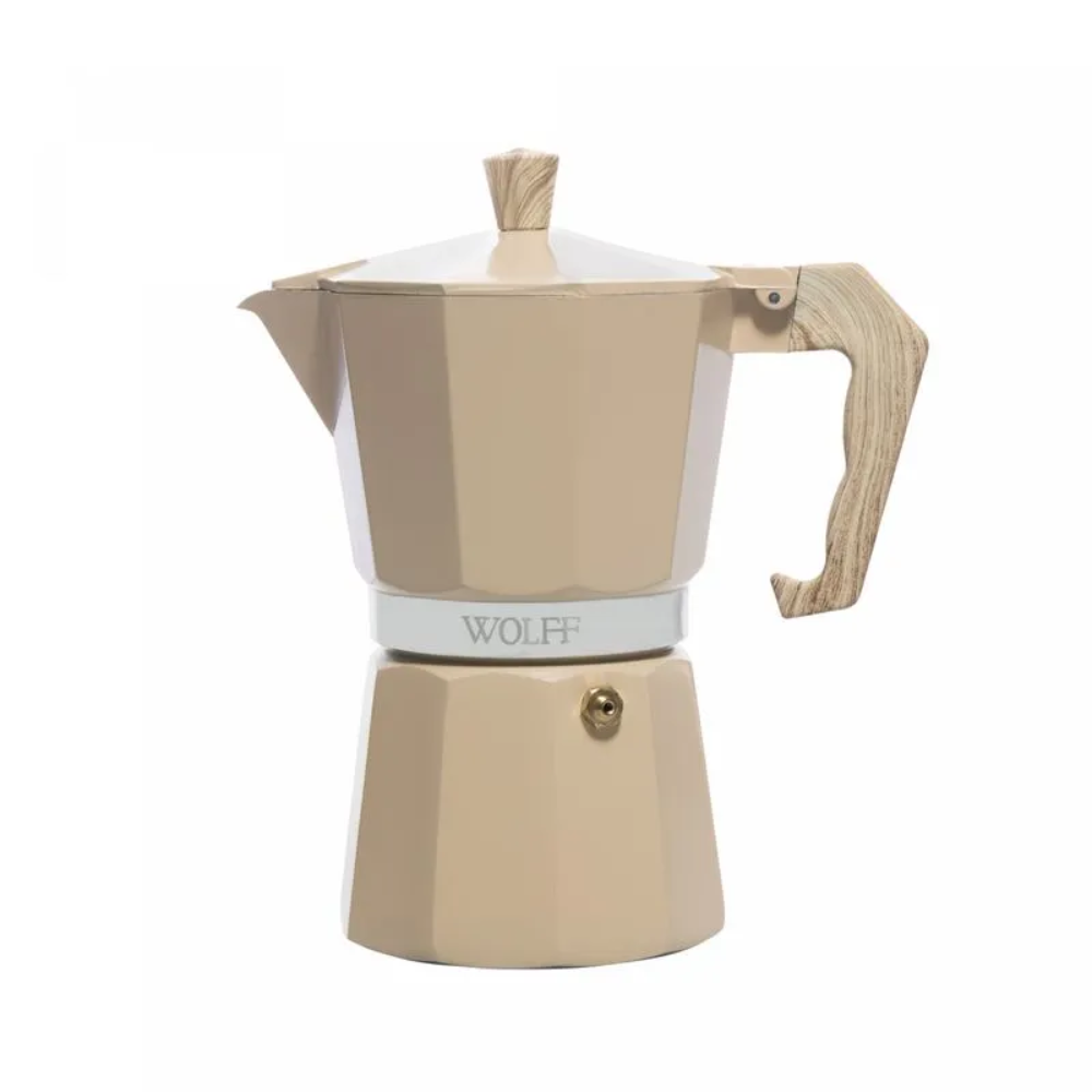 Cafeteira Italiana de Alumínio com Cabo 6 Doses Bege 300ml