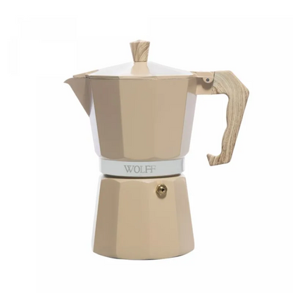 Cafeteira Italiana de Alumínio com Cabo 6 Doses Bege 300ml