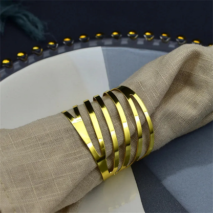 Kit Anel para Guardanapo Curves Dourado