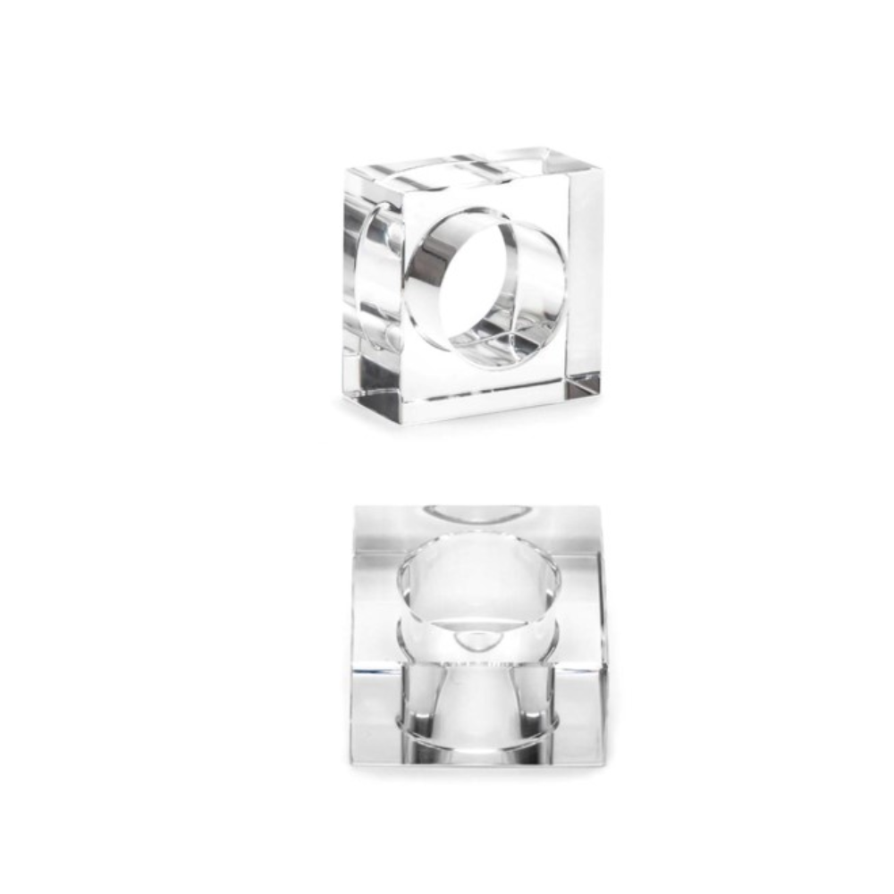 Conjunto 6 Anéis Quadrados para Guardanapo Bisotê Cristal