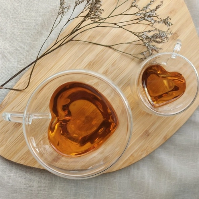 Xícaras de Vidro para Chá Coração 230ml