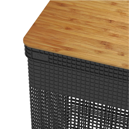 Cesto de Roupas Grid com Tampa de Bambu 49 L