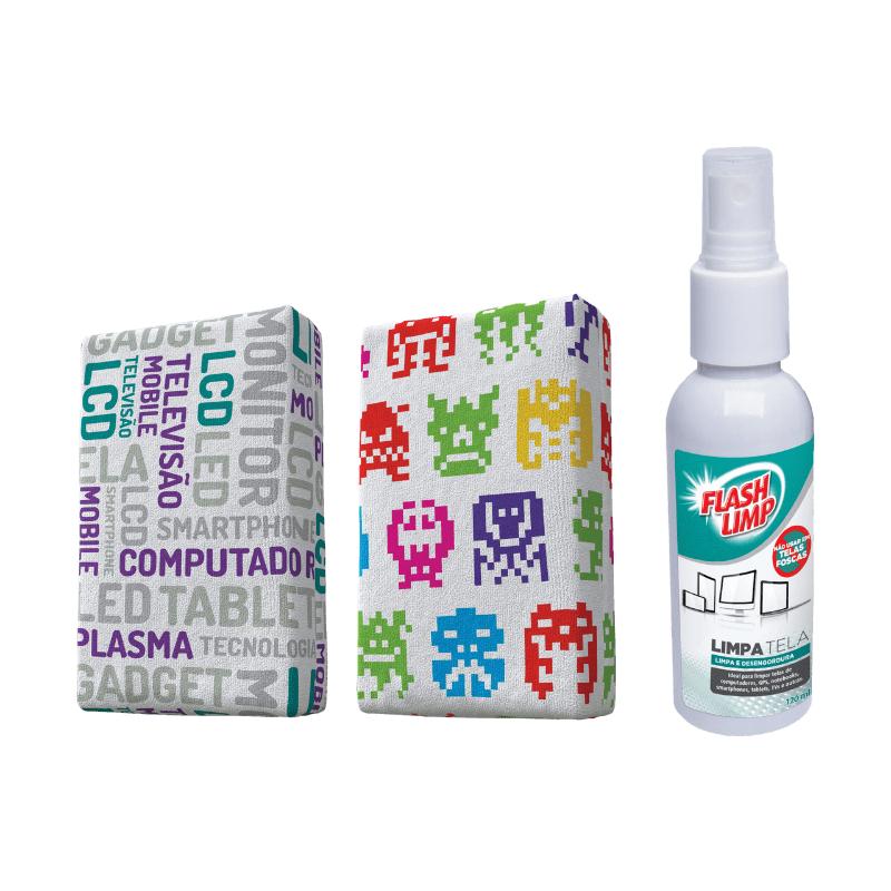 Kit 2 Esponjas Microfibra e 1 Limpa Telas
