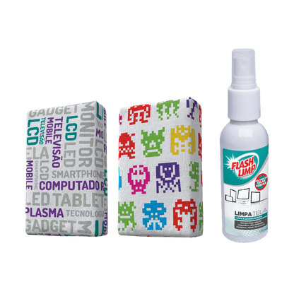 Kit 2 Esponjas Microfibra e 1 Limpa Telas