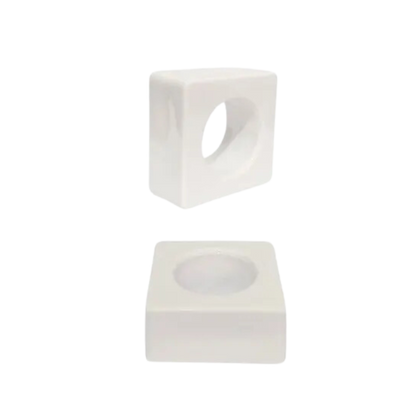 Conjunto 6 Anéis Quadrados para Guardanapo Bisotê Branco