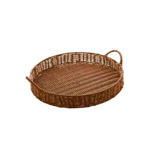 Bandeja com Alça Rattan 38 cm