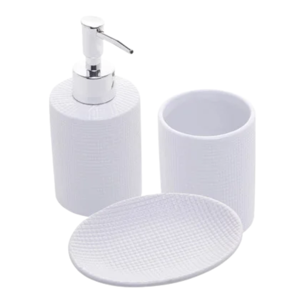 Conjunto 3 Peças para Banheiro de Cerâmica  Lille Branco