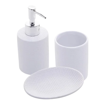 Conjunto 3 Peças para Banheiro de Cerâmica  Lille Branco